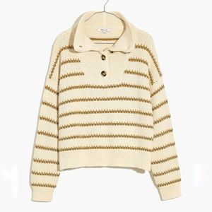 Madewell | Canby Button Mock Neck Cotton Crop Sweater Small